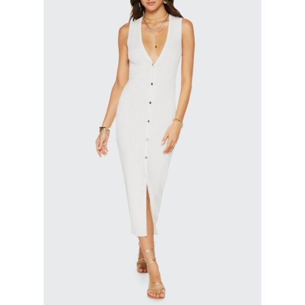 RAMY BROOK Simon Sleeveless Ribbed Button-Front Dress Size M